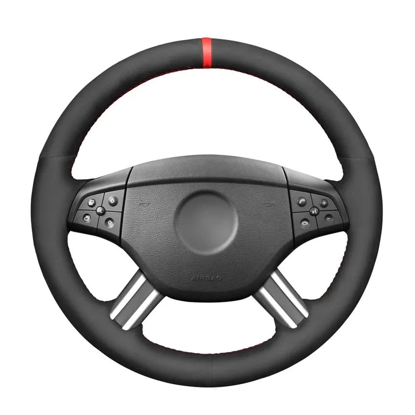 

Hand-stitched Black Suede Car Steering Wheel Cover for Mercedes-Benz W164 M-Class ML350 ML500 2005 2006 X164