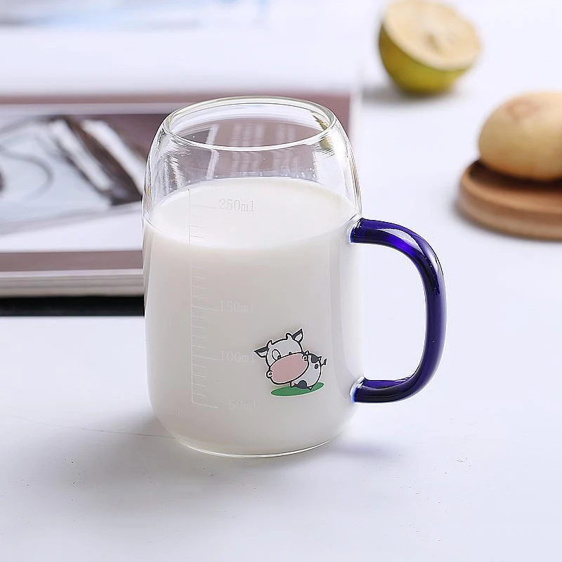 250ML Glass Water Cup Baby Cups Drinking Drinkware With Handle Children's Breakfast Nature Safe Material Kids Milk | Дом и сад