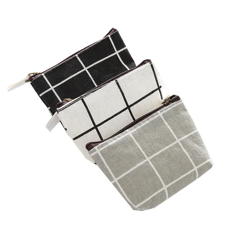 Маленький милый клетчатый цветочный кошелек для монет мини-кошелек на молнии