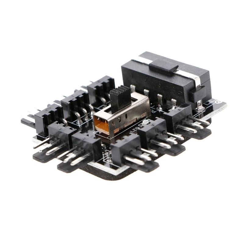 

PC IDE Molex 1 To 8 Way Splitter Cooling Fan Hub 3-Pin 12V Power Socket PCB Adapter