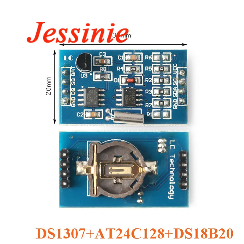 DS1307 + AT24C128 DS18B20 память EEPROM цифровой сенсор модуль 3 в 1 часы датчик температуры IIC I2C