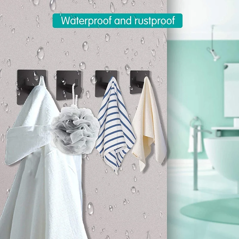 

Black Bathroom Hook Adhesive Hooks Stainless Steel Hooks, Suitable for Bedrooms, Living Rooms, Warehouses-A