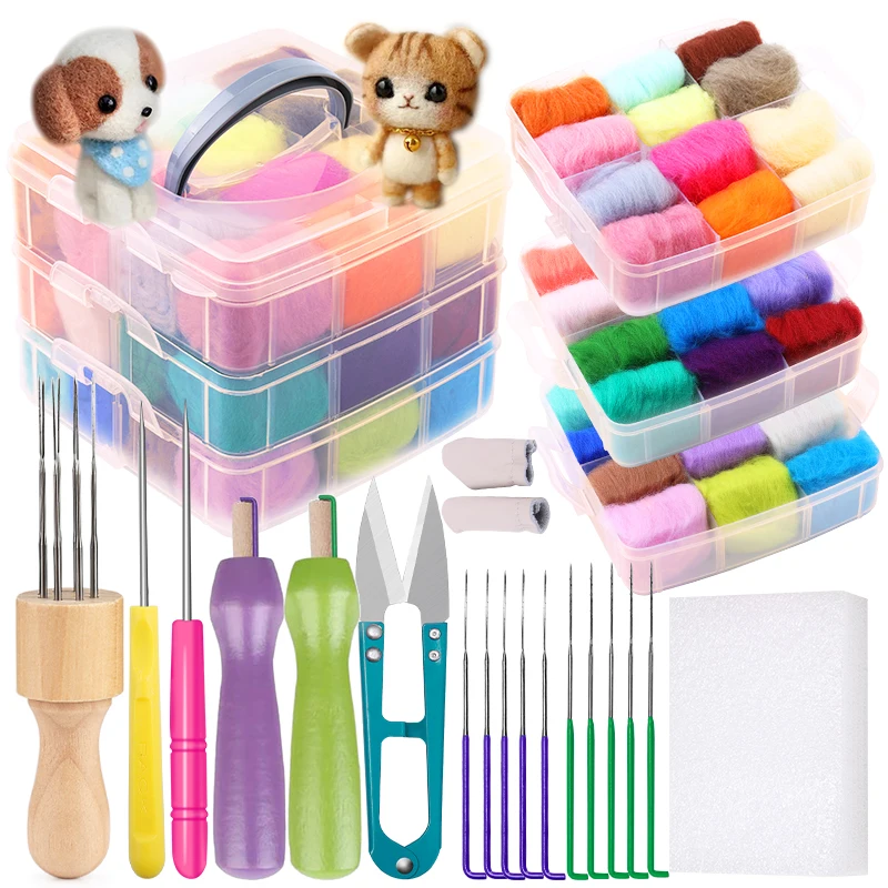 MIUSIE Wool Felt Kit Needle Felting Tool Fibre Fabric DIY Handmade Craft For Craftwork | Дом и сад