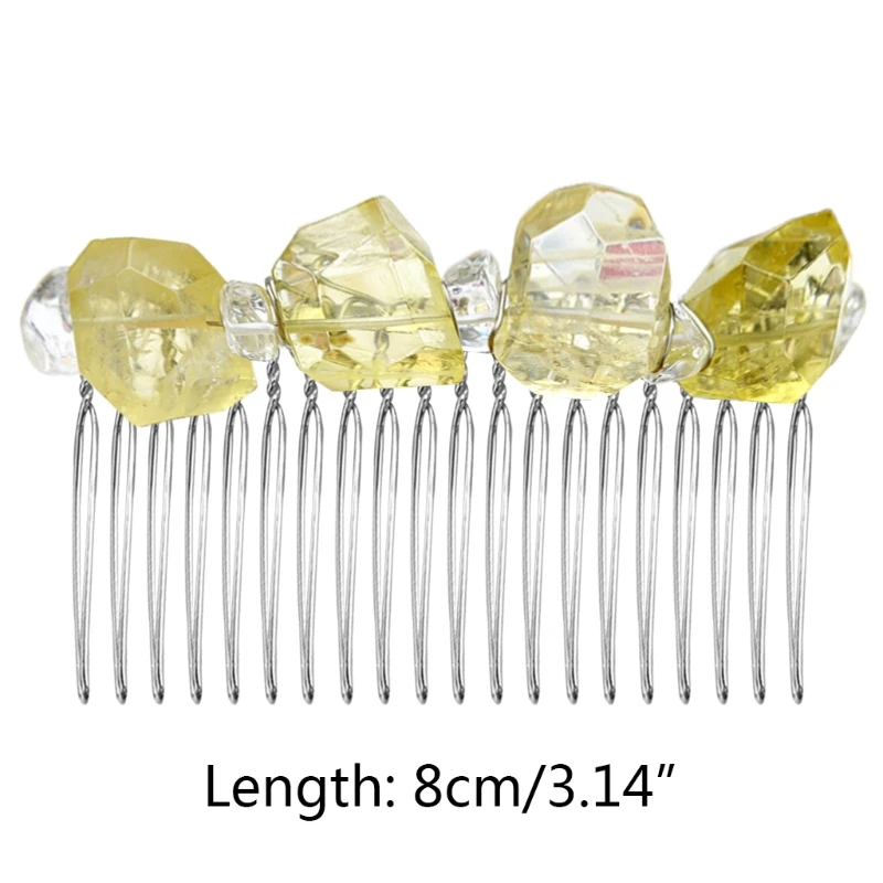 

E9LC Boho Irregular Raw Crystal Side Hair Comb Handmade Jewelry Stones Bridal Hairpin