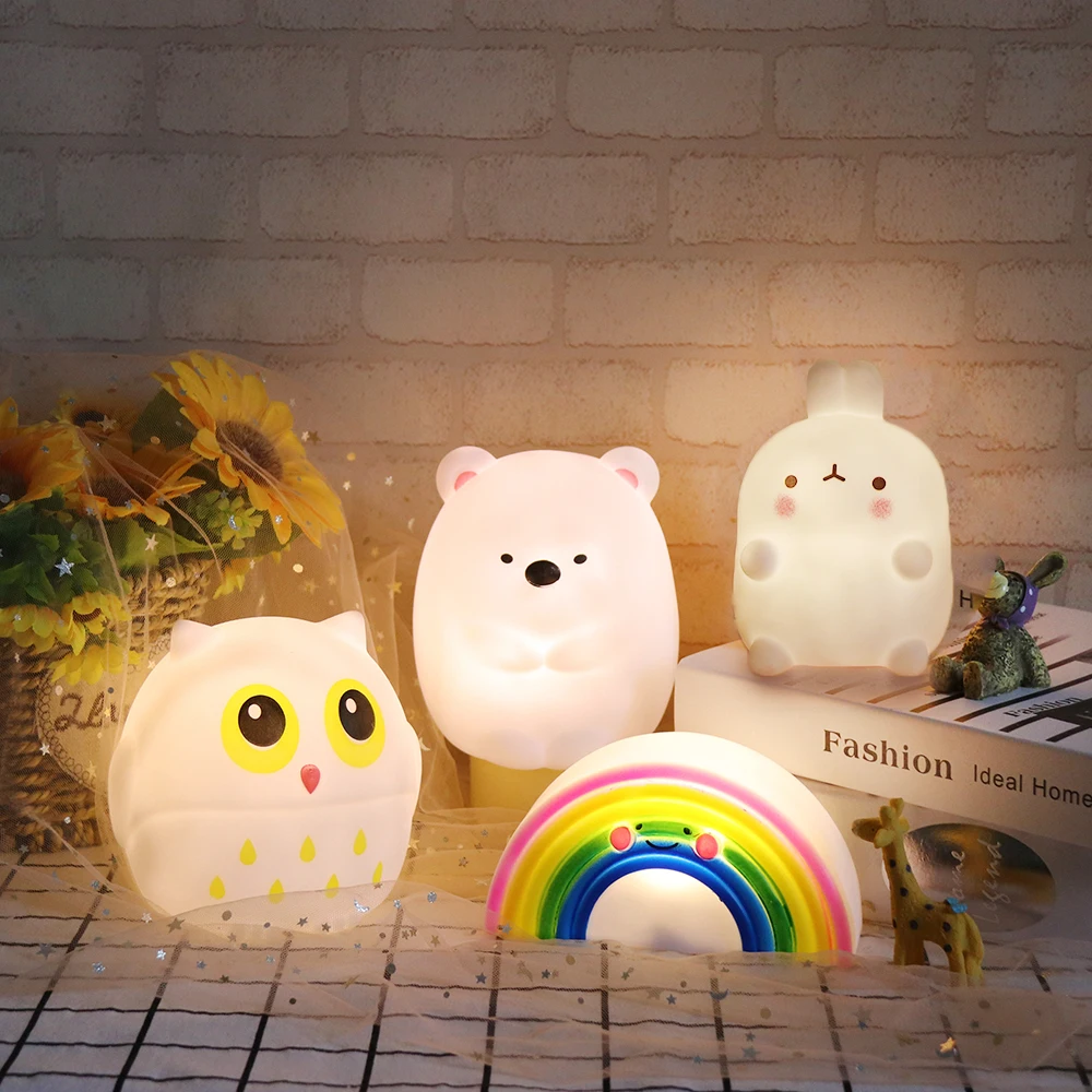 Светодиодный ночник с животными для детей радужной светодиодной подсветкой