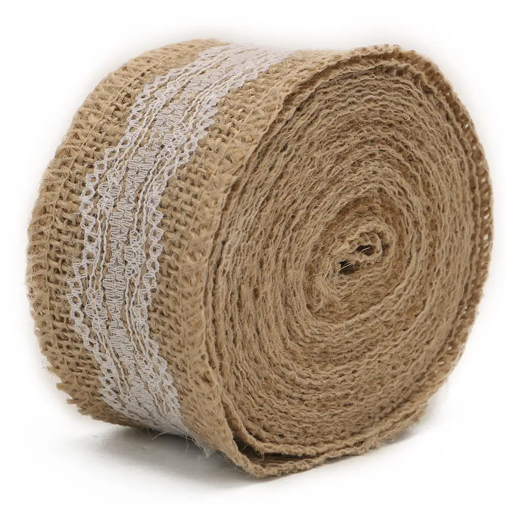 Лента из джута с кружевной отделкой 5 см х м | Дом и сад
