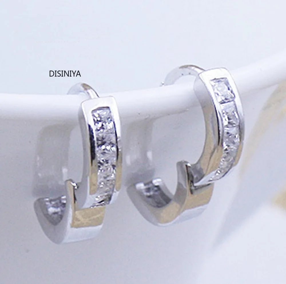 Simple Women Men 925 sterling silver stamp Studs Earrings Switzerland Block CZ Zircon crystal Jewelry Wholesale Brincos Plata | Украшения и
