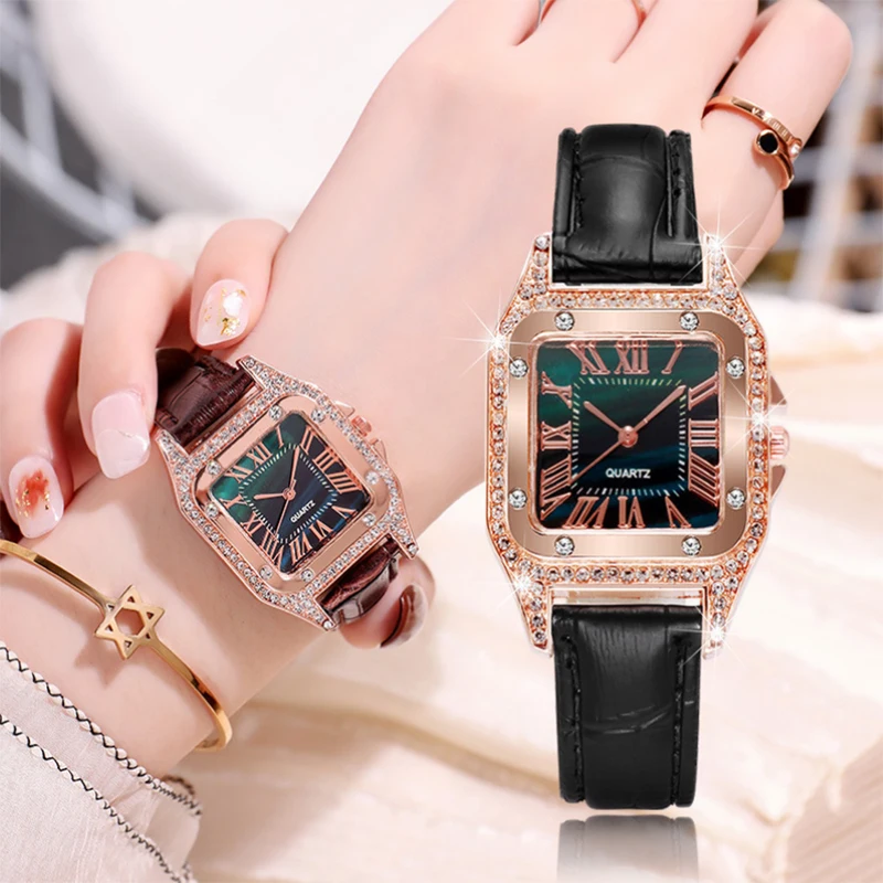Square Women Quartz Watches Luxury Watches For Luxo Fashion Dropshipping Gifts Relogio Feminino Zegarki Damskie Drill Decorate