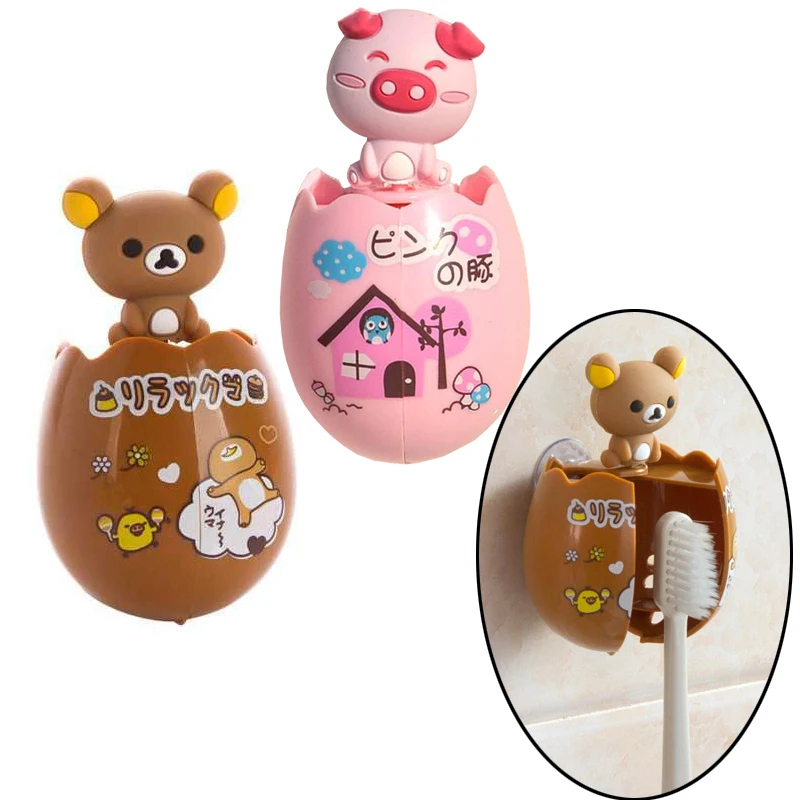

Bathroom Toothbrush Holder Cute Animal Egg-shaped Double Suction Cup Anti-bacterial Toothbrush Holder Children's Wash Accessorie