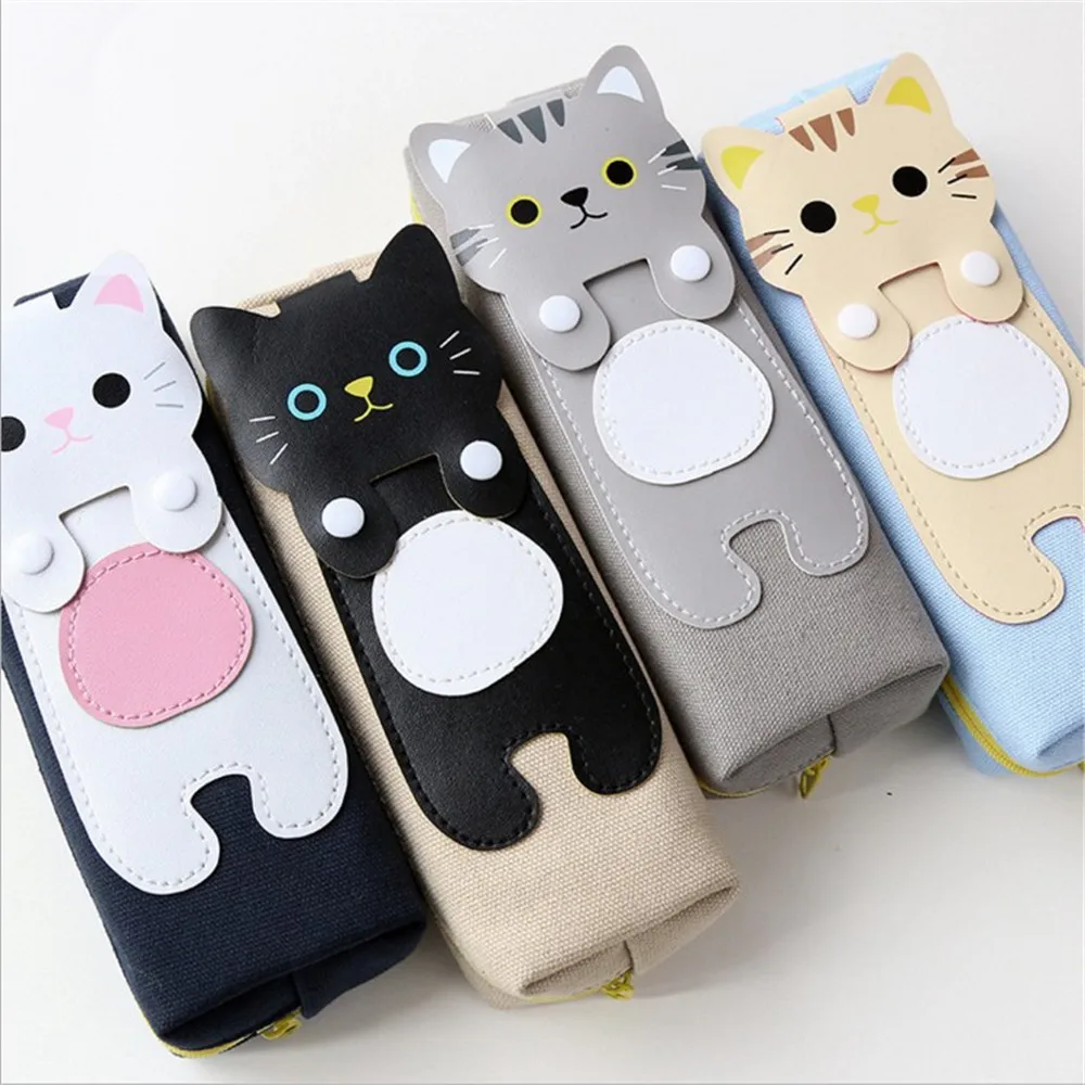 2020 милый кошачий пенал прозрачный школьный для девочек Kawaii школы офисный