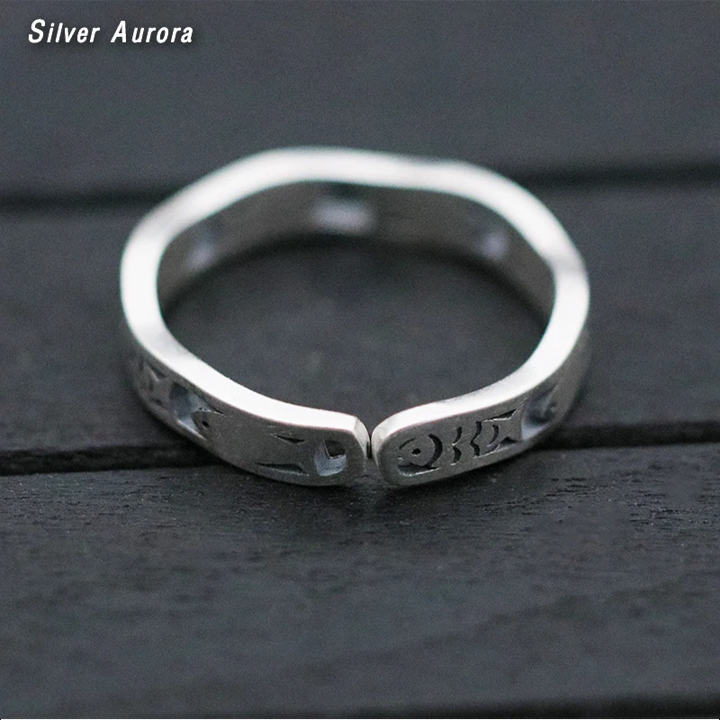 999 Стерлинговое Серебро регулируемые кольца для женщин кольцо с рыбками и