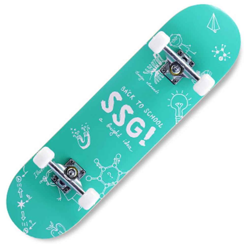 

BZ Double Rocker Skateboards 80cm/31.5in Abec-7 Bearing Complete Standard Skate 95A PU Shock Absorption Maple Skateboard