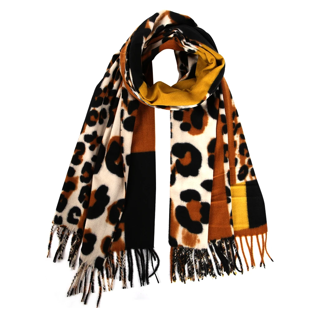 Женская шаль FOXMOTHER новая с кисточками и животным леопардовым принтом зимний