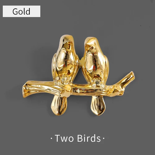 Gold 2birds Настенный декор с птицами из смолы прививка стены крюк Дети орнамент держатели ключей стойки Домашнее пальто одежда полотенце шляпа Сумочка держатель Вешалка для сумок - Цвет: Gold 2birds