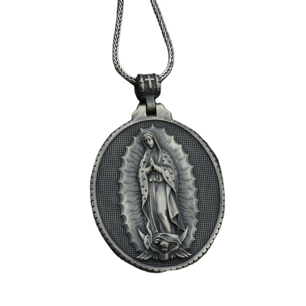

New Religious Christianity Virgin Mary Prayer Catholic Men and Women Pendant Necklace Tag Chain Necklace