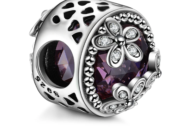 Jewelrypalace стерлингового серебра 925 Daisy хиджаб розовый Мурано Стекло бисер Подвески Fit Браслеты подарки для нее Модные украшения подарок