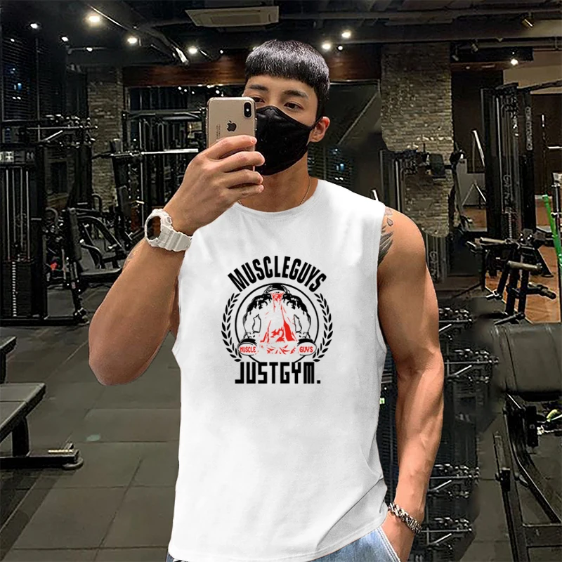 

New fashion cotton sleeveless shirt tank top men fitness shirt men gym bodybuilding workout gym singlet vest