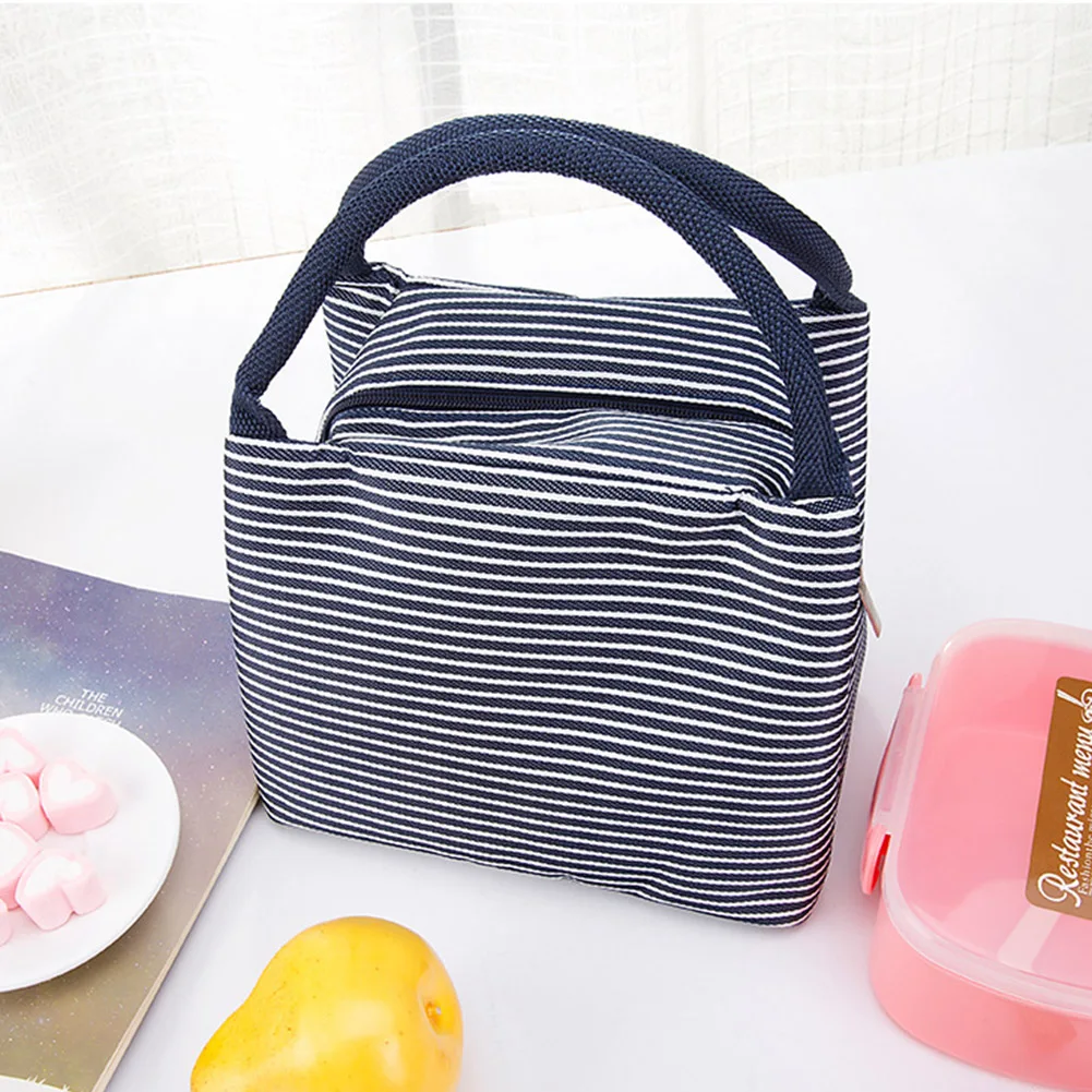 Полосатая сумка для ланча из ткани Оксфорд алюминиевой фольги плотная