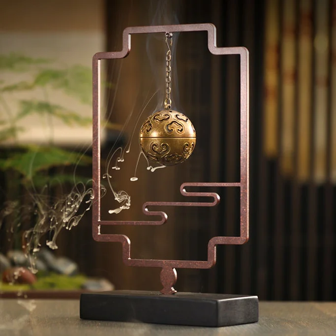 

Vertical Hanging Incense Burner Metal Backflow New Luxury Incense Burner Chinese Ancient Incensario Spiritual Decoration EI50XL
