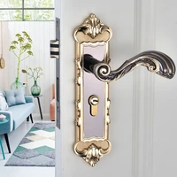1 set european style room door handle lock zinc alloy bedroom door locks mute safety bathroom lock furniture hardware tools
