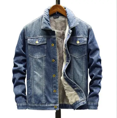 

Warm Fleece Denim Jacket winter Men Jacket Fashion MensJean Jackets Outwear Male Cowboy top Coat Plus Size 5XL