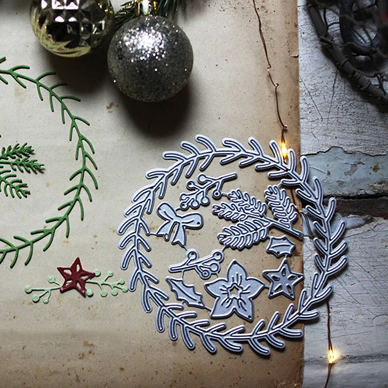 

Holiday wreath dies Metal Cutting Dies Stencils for DIY Scrapbooking Decorative Embossing Craft Template die set NEW 2021