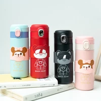 350ml cartoon stainless steel with silicone sleeve portable leisure sports thermos childrens gift cute bear tumbler thermos