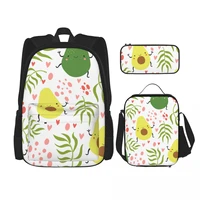 3pcsset avocado palm branches backpacks school bags for boys girls students travel bag casual mochila