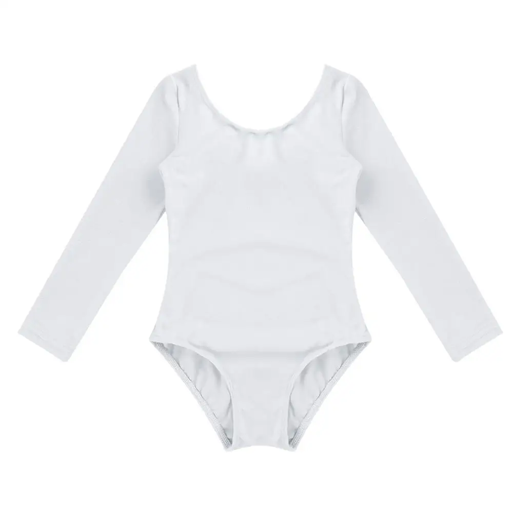white IEFiEL/Детские балетные костюмы; Детский костюм для танцев с длинными рукавами; трико для гимнастики; балетная юбка-пачка для девочек; танцевальная одежда - Цвет: white