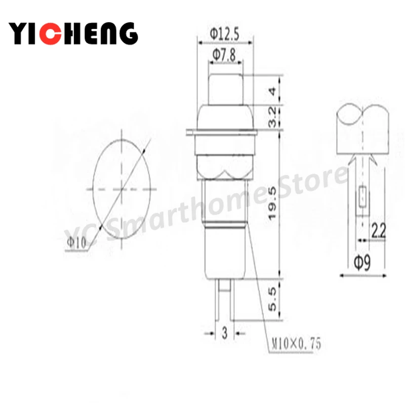 6 шт DS-211 DS-213 кнопочный переключатель 10 мм Мгновенный/самоблокирующимся круглая кнопка переключатель DS211 DS213 Миниатюрные
