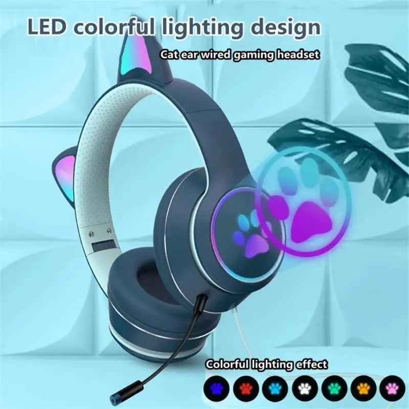 

New RGB Cat Ear Headphones Bluetooth-compatible Bass Noise Cancelling Adults Kids Girl Headset Support TF Card For PS4 Phone PC