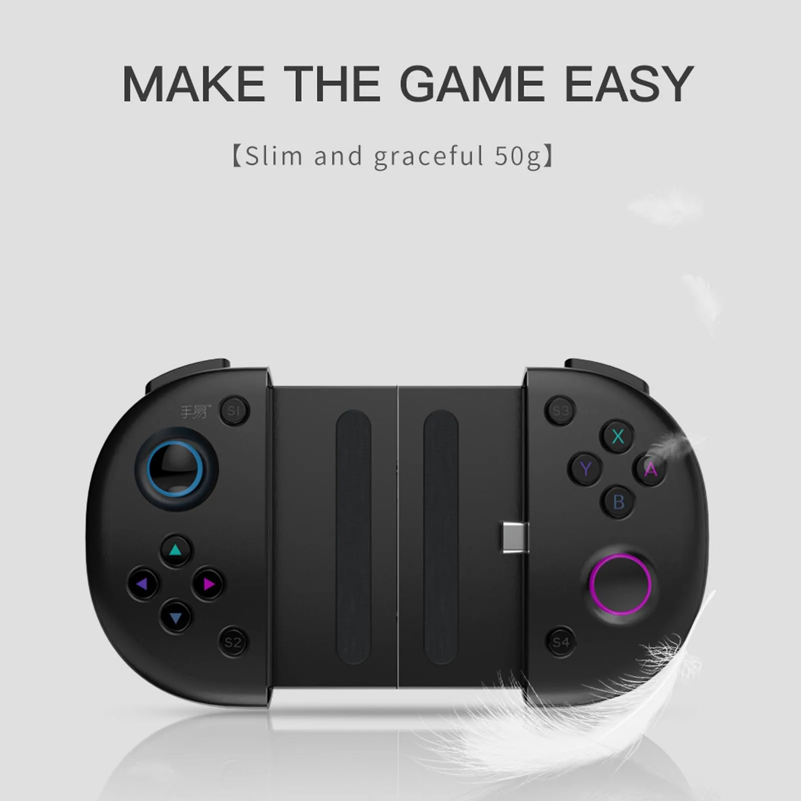 

Type-C Mobile Game Controller Clickable Gamepad Analog Joystick with Type-C Port Fast Charging for Huawei Honor Android Phone