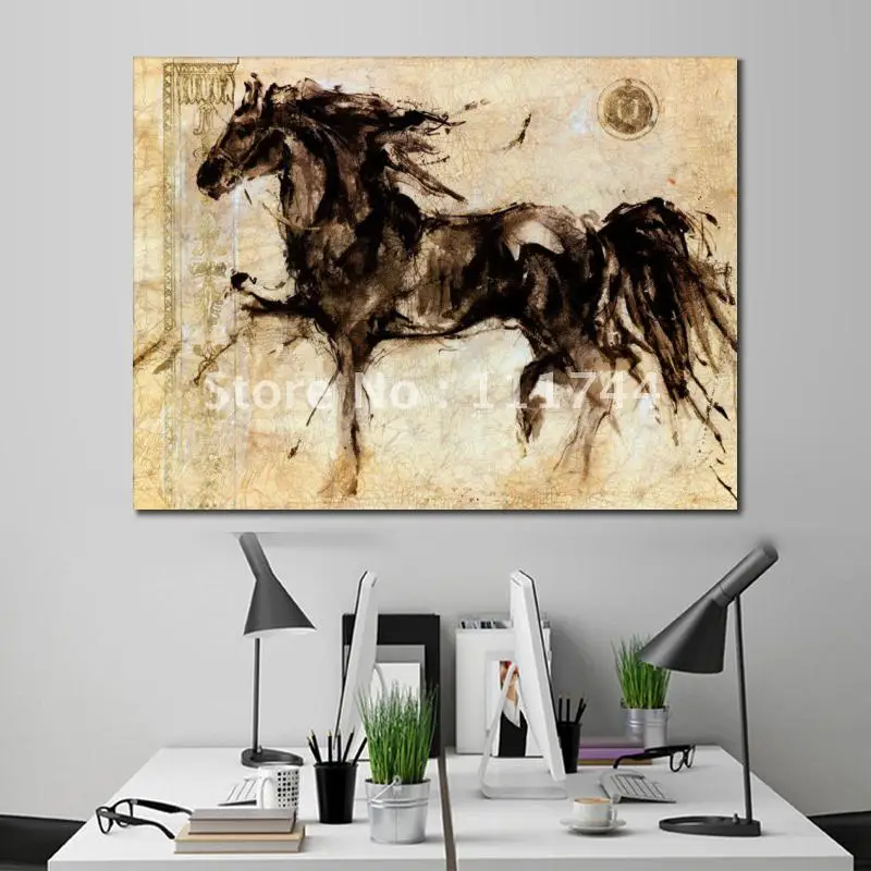 Картина маслом Lepa Zena horse современное искусство абстрактная черная коричневая