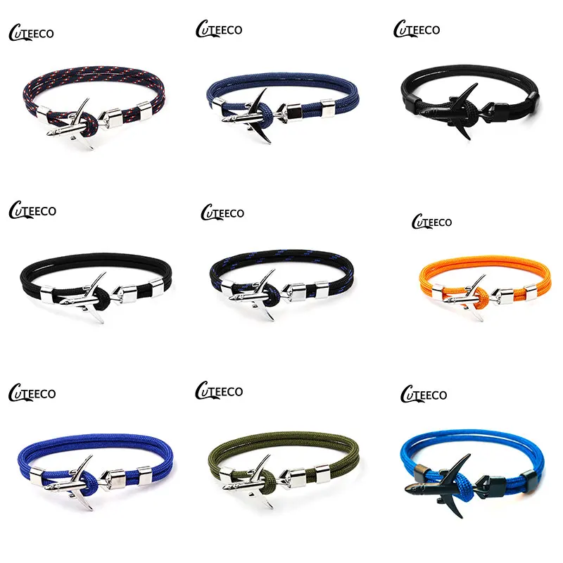 Fashion Men Aircraft Anchor Bracelet Navy Airport Style Multi-Layer Hand-Woven Rope Chain Men's And Women's Sports Metal Buckle |