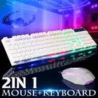 Игровая клавиатура и мышь с радужной подсветкой, 2400DPI, 104 клавиш, USB