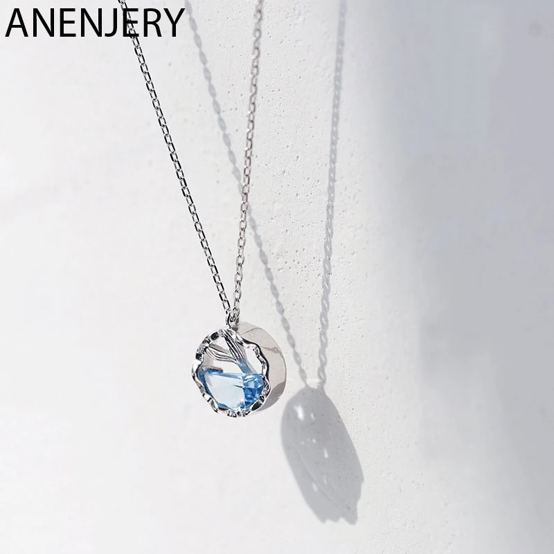 ANENJERY 925 пробы Серебряное фантастическое голубое циркониевое Очаровательное
