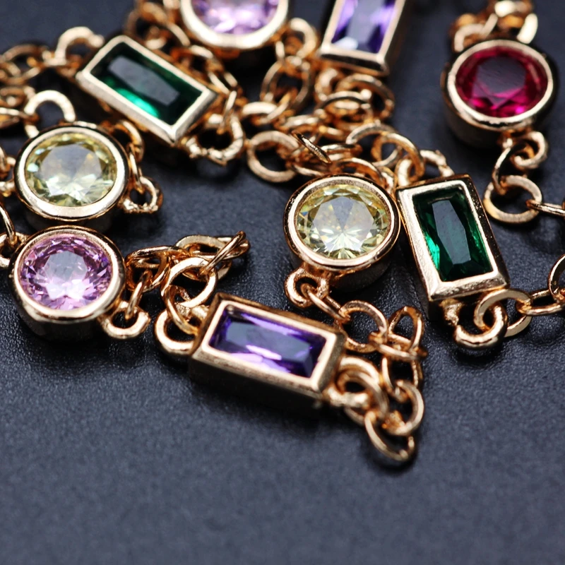 

Colorful Geometric Round Zirconia Stone Choker Necklaces Gold Color Punk CZ Statement Necklace Women 2019 fashion party Jewelry