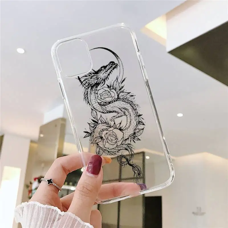

Dragon God Pattern Phone Case For iphone 12 11 8 7 6s 6 5 5s 5c se plus mini x xs xr pro max Transparent soft
