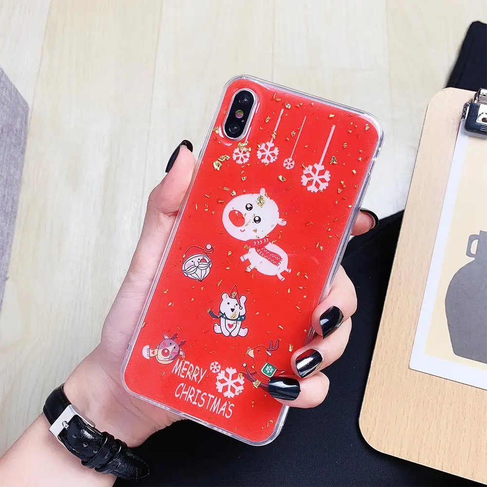 Рождественские подарки на Новый год глянцевый чехол для телефона iphone X/XS MAX XR 6/6S Plus