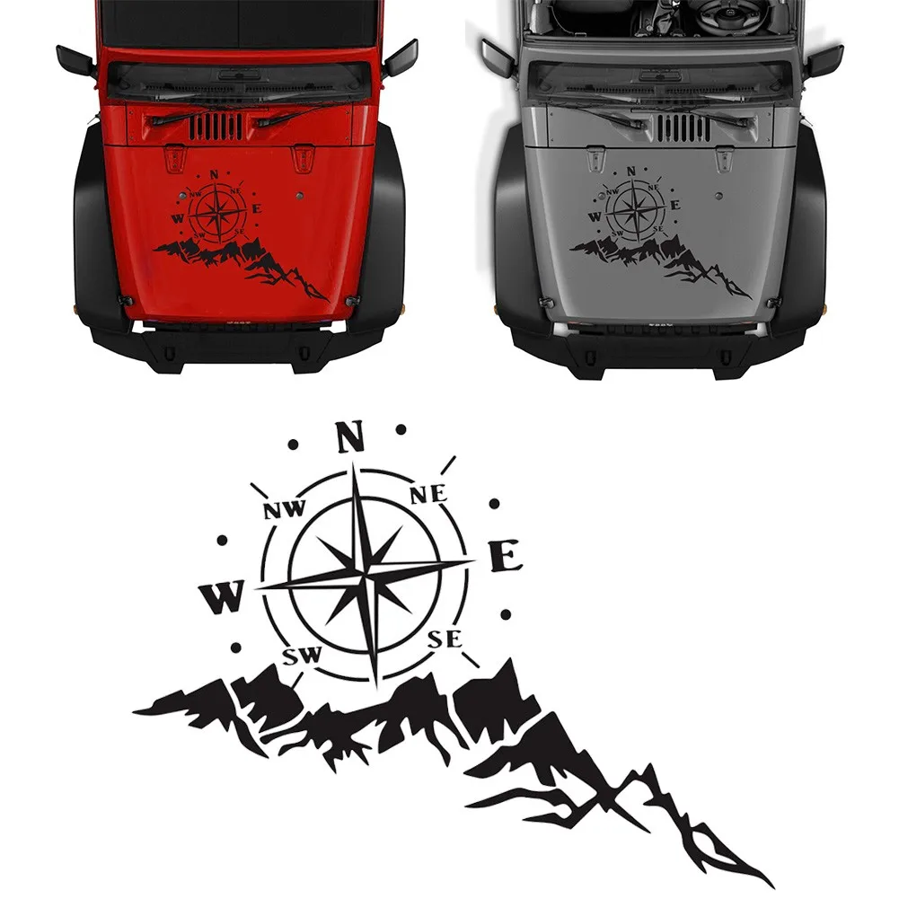 

Vinyl Car Sticker 65cm*35cm Auto Black Compass Decal Decoration Mountain