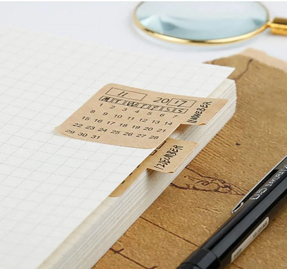 48PCS Calendars Stickers Universal Handwriting Brown Kraft Paper Monthly Adhesive Labels for Appointment Planner Label | Дом и сад
