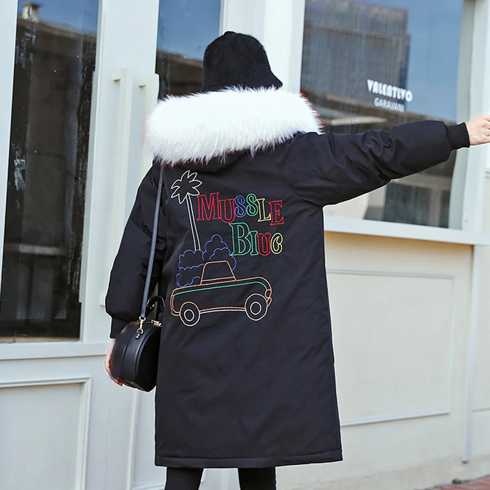 Длинные пальто парка женские куртки куртка с вышивкой Паркера женская