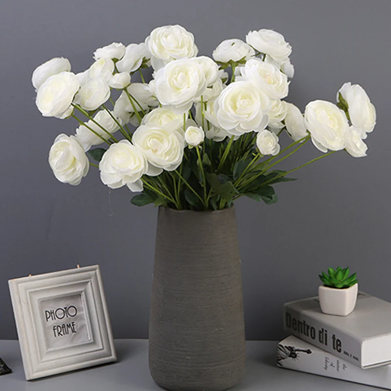 

4-Head Silk Artificial Flower, Pearl, Lotus, For Home Party, Wedding Decoration, 57cm, 10 Pcs