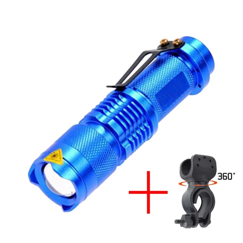 flashlight and clip Мини-велосипедный светодиодный светильник 350 люменов велосипедный передний фонарь Водонепроницаемый зум-светильник с регулируемым фокусом перезаряжаемый велосипедный светильник - Цвет: flashlight and clip