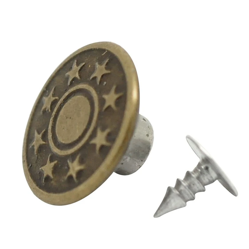 Наборы 50 в 1 металлические пуговицы форме звезды джинсовый зажим цвет бронза 17x8