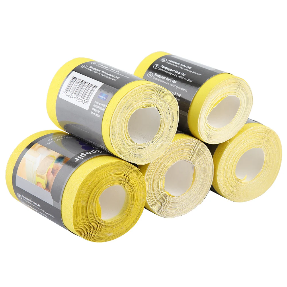 

5pcs Sand Paper Roll Manual Hand Tear Sandpaper #40/60/80/120/180 Abrasive Paper Polished Sheet Back Velvet Sandpaper Roll