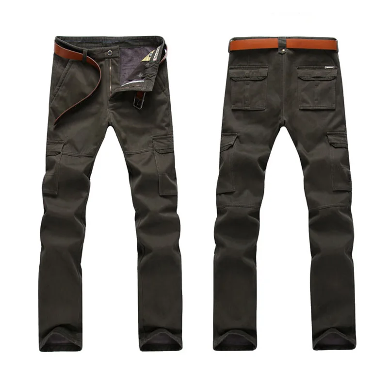 KIOVNO зимние мужские повседневные брюки-карго с несколькими карманами флисовые