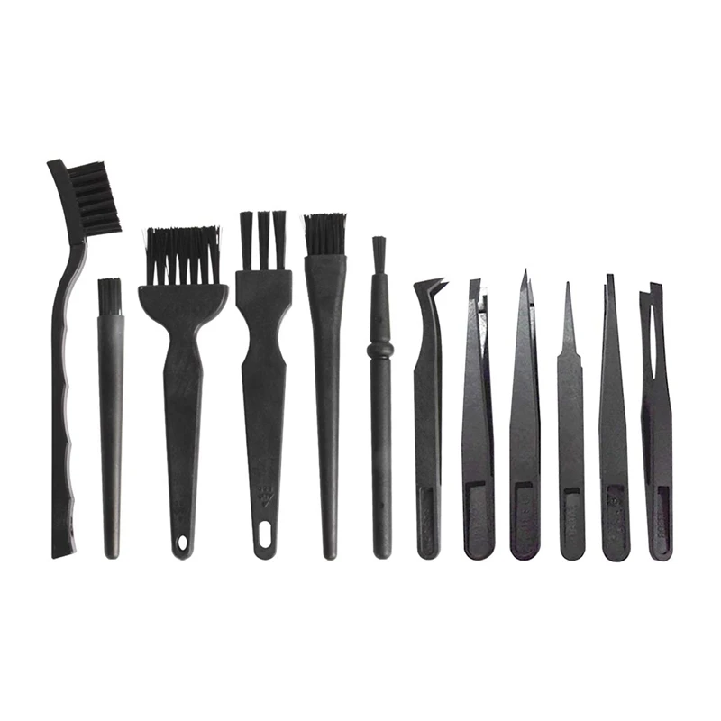 

HOT-12 Pieces Plastic Handle Nylon Anti Static Brushes Small Portable Cleaning Keyboard Brush Kit for Computer Keyboard