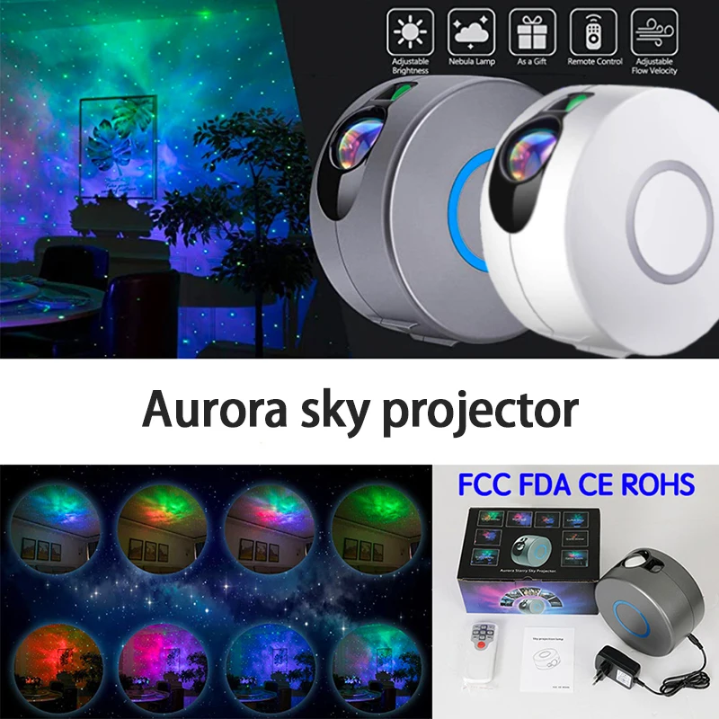 

7 Colors Ocean Waving Lights Starry Sky Projector Star Night Light Projection 360 Degree Rotation Night Lighting Lamp For Kids