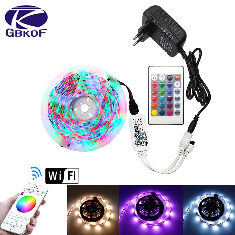 5 м 10 15 WiFi светодиодный светильник RGB водонепроницаемый SMD 5050 2835 12 В rgb диод гибкая